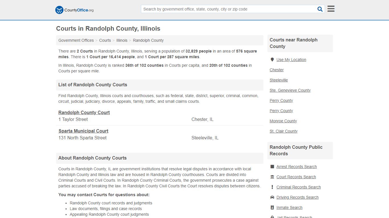 Courts - Randolph County, IL (Court Records & Calendars)